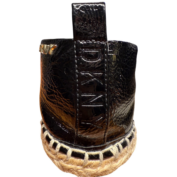 DKNY Orza Women's 9 Black Patent Platform Espadrille Sandals Slip-On Open Toe - Picture 10 of 13